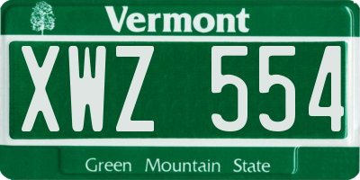 VT license plate XWZ554