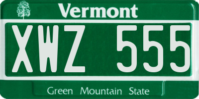 VT license plate XWZ555