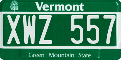 VT license plate XWZ557