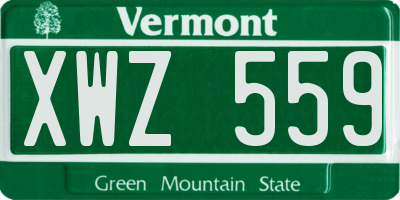 VT license plate XWZ559