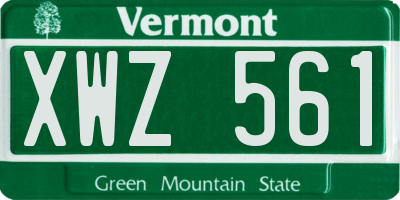VT license plate XWZ561