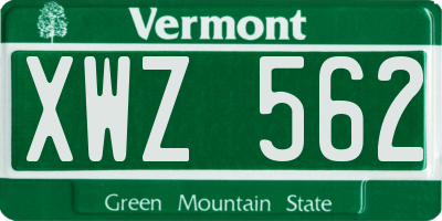 VT license plate XWZ562