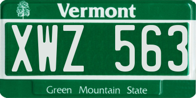 VT license plate XWZ563