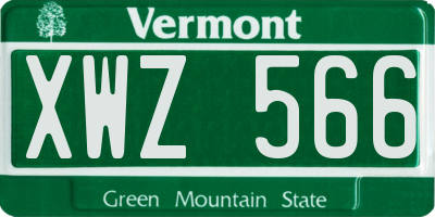 VT license plate XWZ566