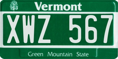 VT license plate XWZ567