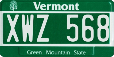 VT license plate XWZ568