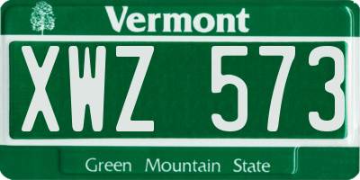VT license plate XWZ573