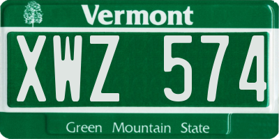 VT license plate XWZ574
