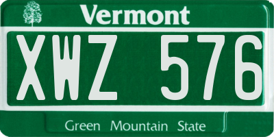 VT license plate XWZ576