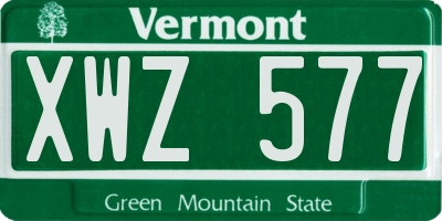 VT license plate XWZ577