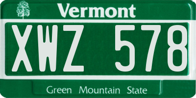 VT license plate XWZ578