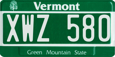 VT license plate XWZ580