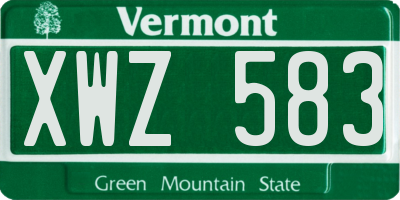 VT license plate XWZ583