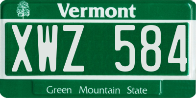 VT license plate XWZ584