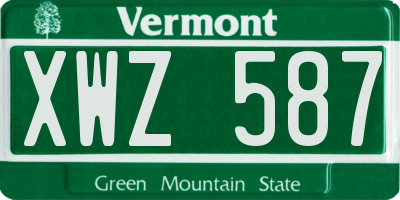VT license plate XWZ587