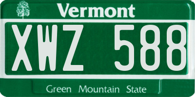 VT license plate XWZ588