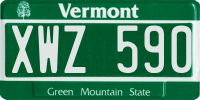 VT license plate XWZ590