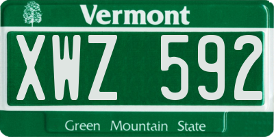 VT license plate XWZ592