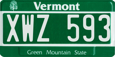 VT license plate XWZ593