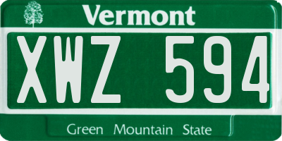 VT license plate XWZ594