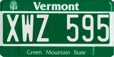 VT license plate XWZ595
