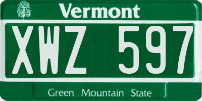 VT license plate XWZ597