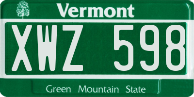 VT license plate XWZ598