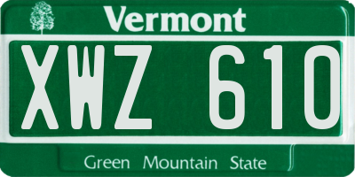 VT license plate XWZ610
