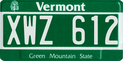 VT license plate XWZ612