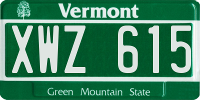 VT license plate XWZ615