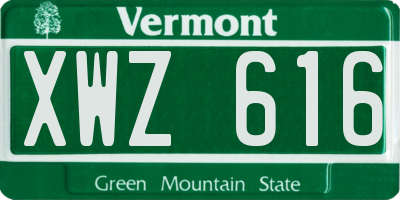VT license plate XWZ616