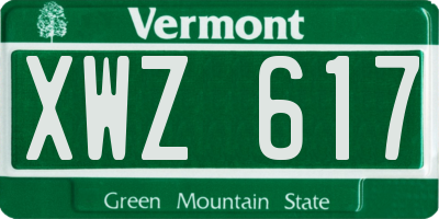 VT license plate XWZ617