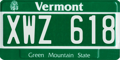 VT license plate XWZ618
