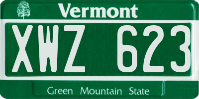 VT license plate XWZ623