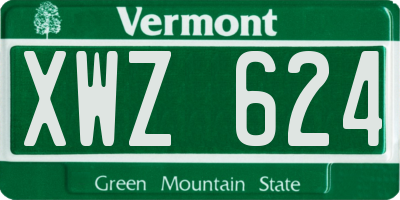 VT license plate XWZ624