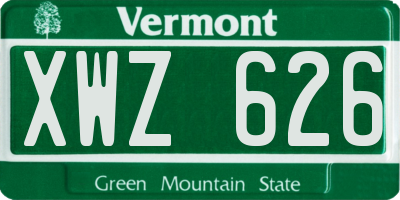 VT license plate XWZ626