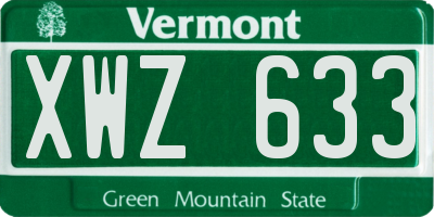 VT license plate XWZ633