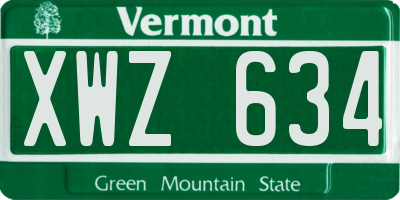 VT license plate XWZ634