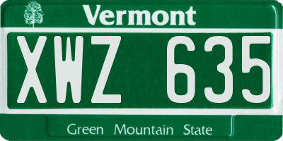 VT license plate XWZ635