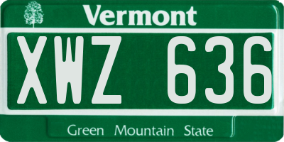 VT license plate XWZ636