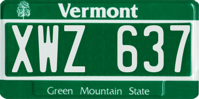 VT license plate XWZ637