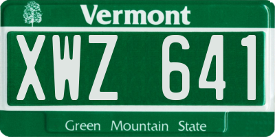VT license plate XWZ641