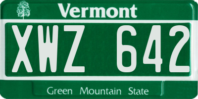 VT license plate XWZ642