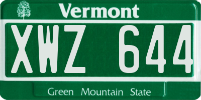 VT license plate XWZ644