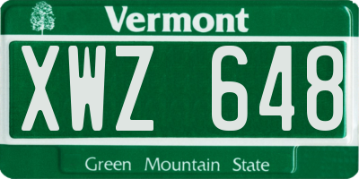 VT license plate XWZ648