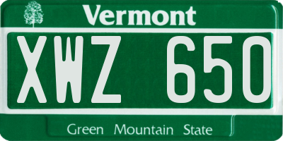 VT license plate XWZ650