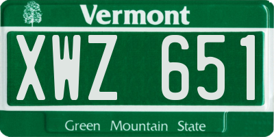 VT license plate XWZ651