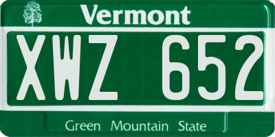 VT license plate XWZ652