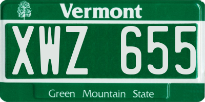 VT license plate XWZ655