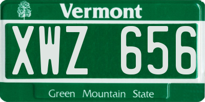 VT license plate XWZ656